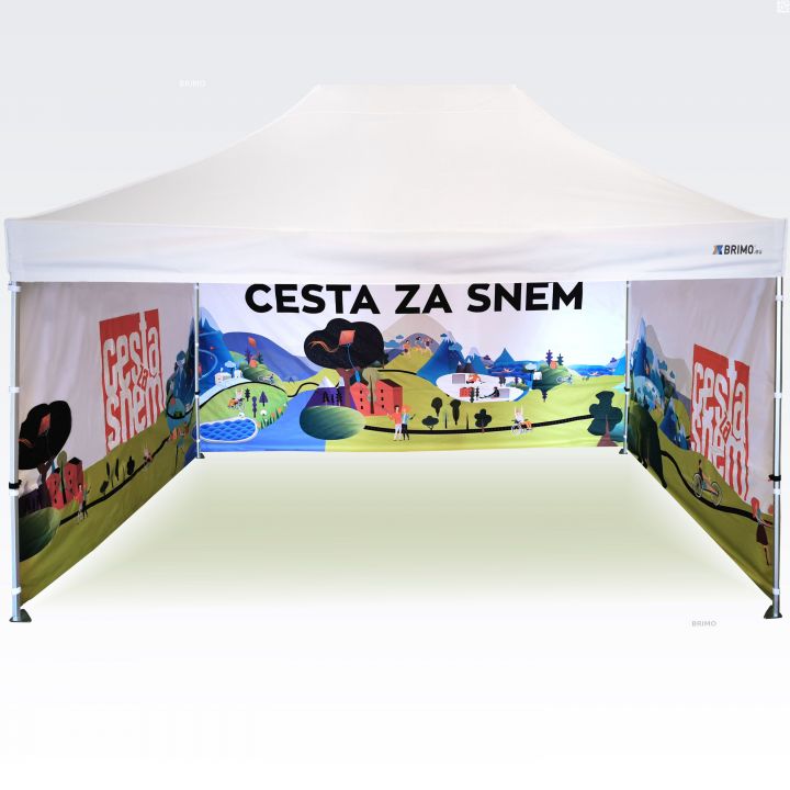 Skladací nožnicový stan s ochrannými bočnými stenami